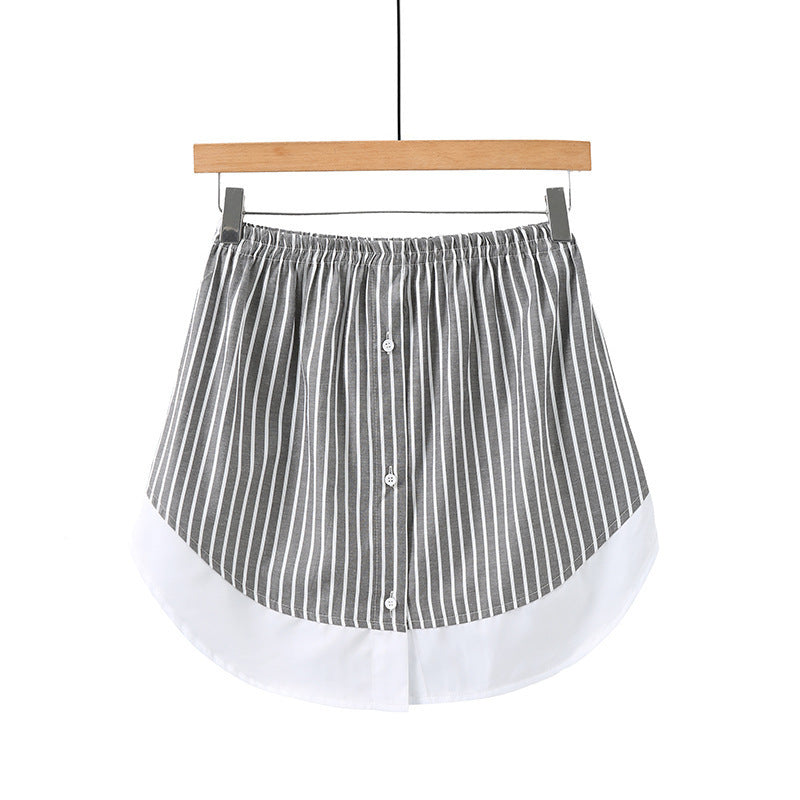 Women's Striped Shirt Blouse with Asymmetric Cut