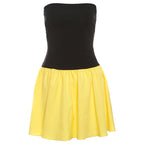 Women's Bandeau Mini Dress with Voluminous Skirt