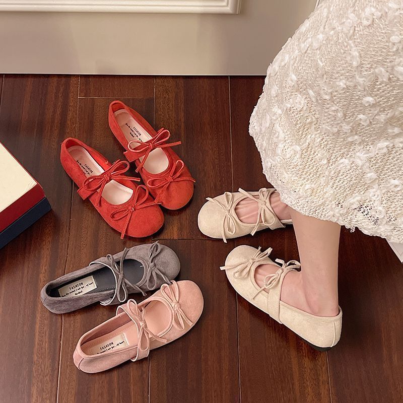 Women's Ballet Flats with Elegant Bow Detail and Cushioned Insole