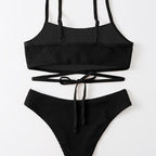 Women's Swimsuit with Trendy Crop Top and High-Waisted Bottoms