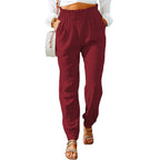 Women's Elegant Casual Trousers with Elastic Waist and Side Pockets