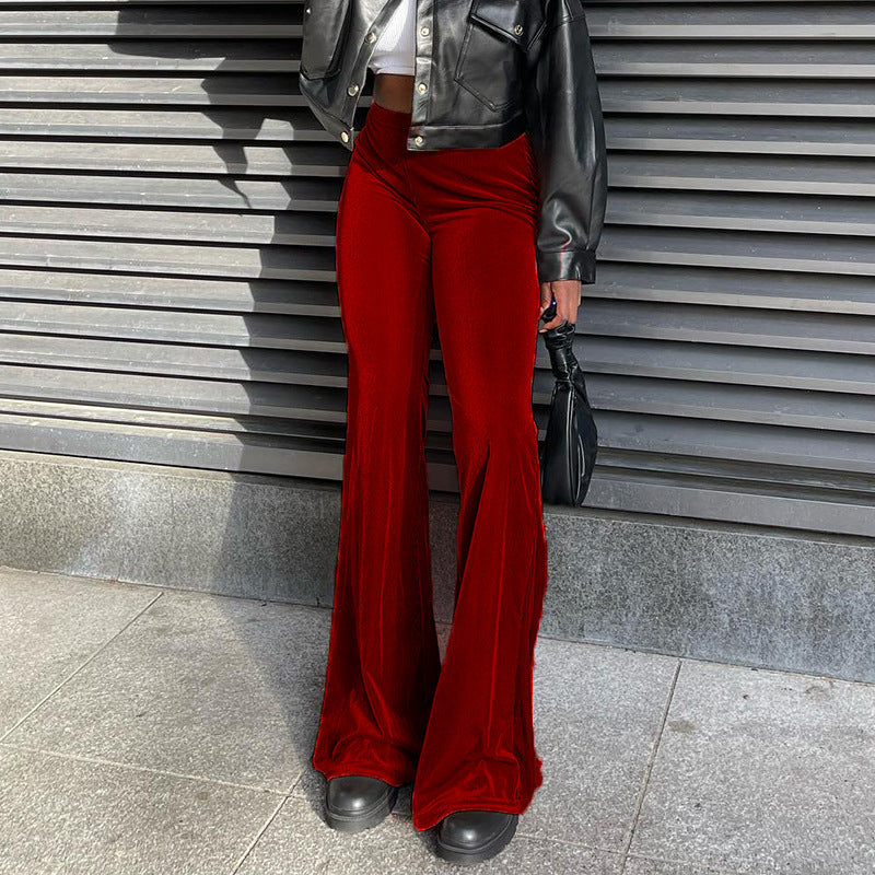 Women's Elegant High-Waisted Flare Trousers