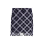 Women's Mini Skirt with Plaid Pattern and Ruffle Hem