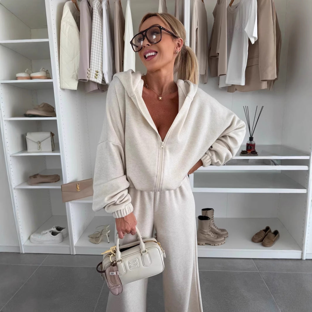 Elegant Fleece Jumpsuit with High Collar and Full-Length Zipper