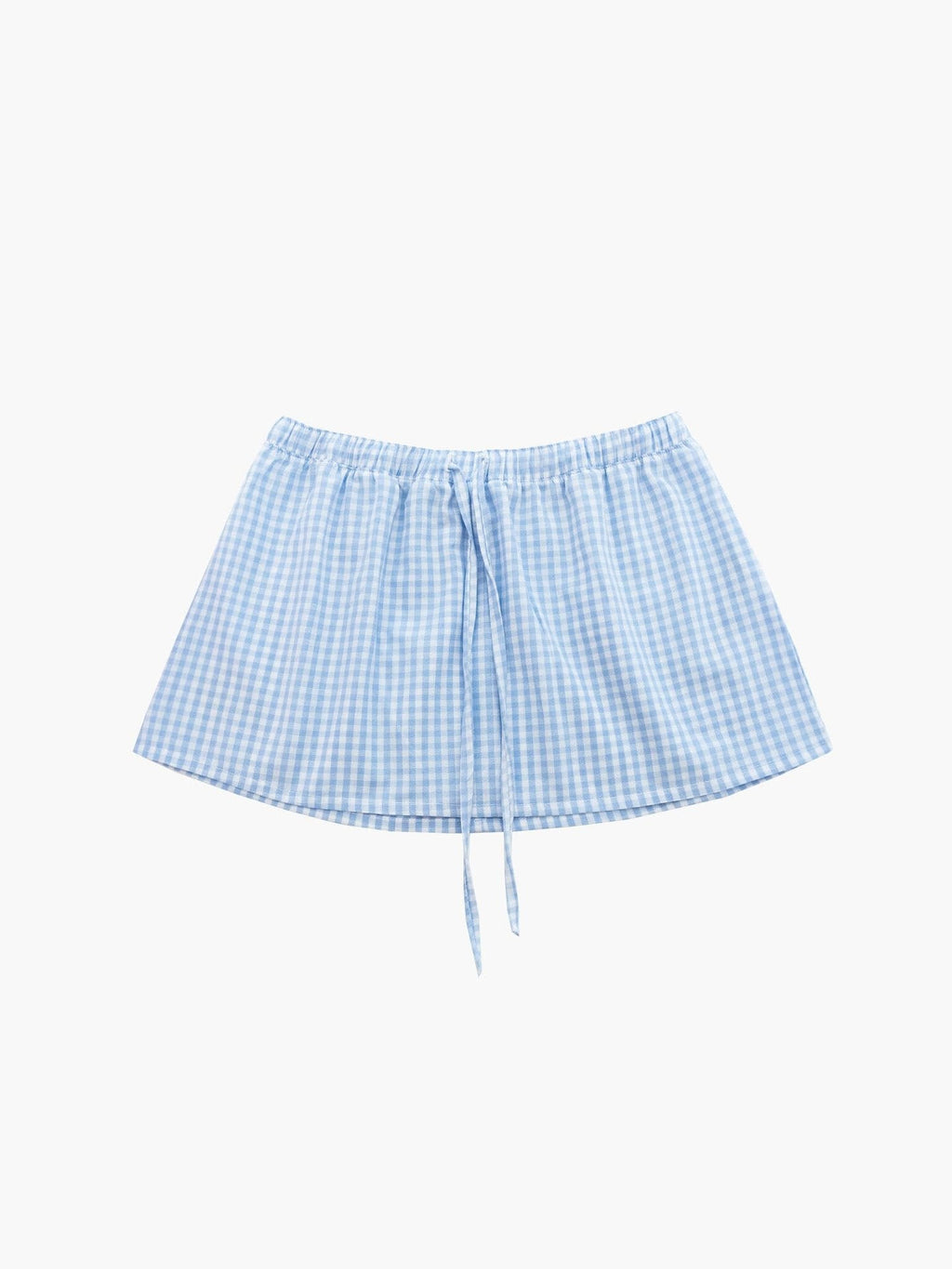 Casual Gingham Skirt with Elastic Waist and Drawstring