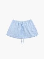 Casual Gingham Skirt with Elastic Waist and Drawstring