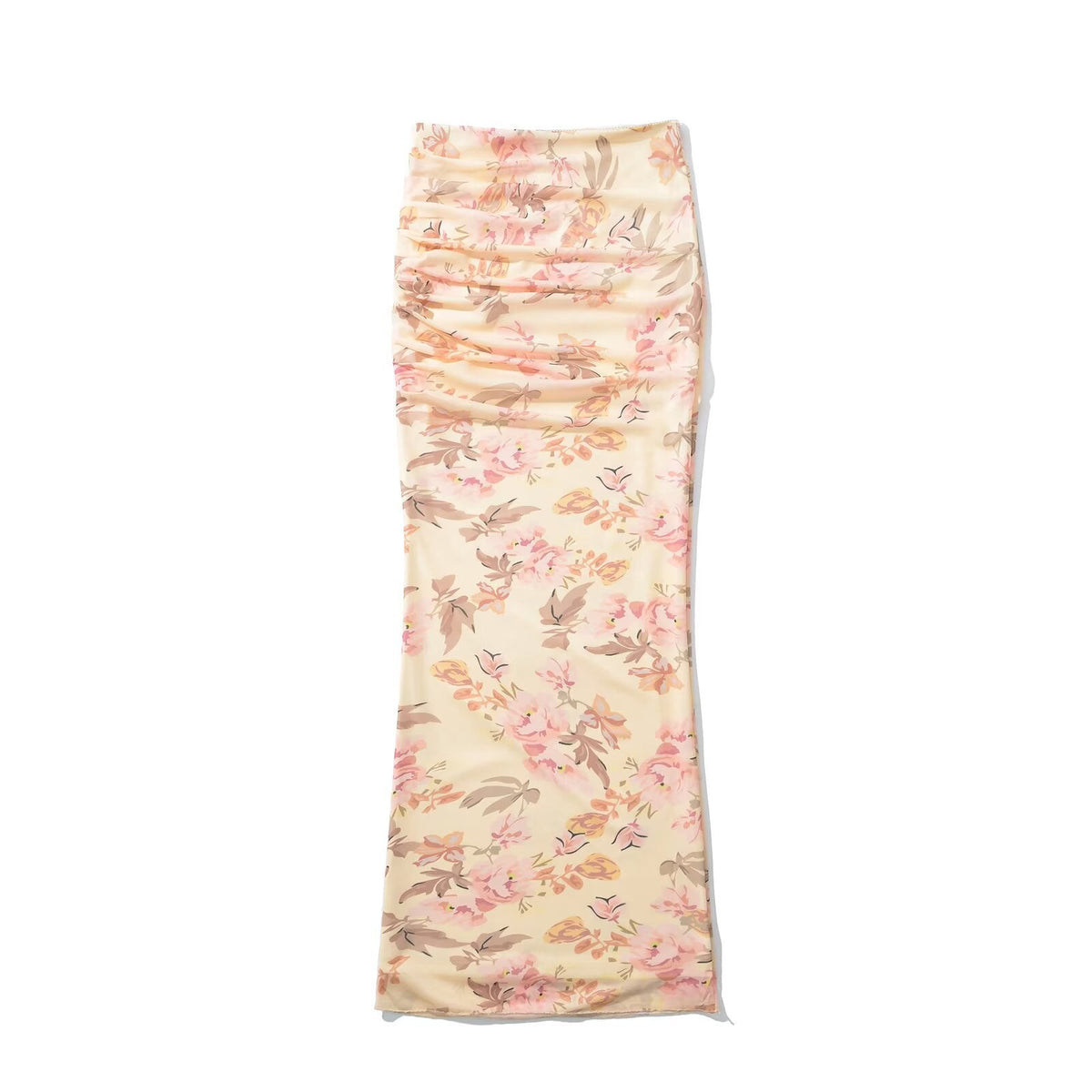 Women's Maxi Skirt with Refined Ruffle Details and Floral Appliqués