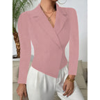 Women's Elegant Double-Breasted Blazer with Curved Hem