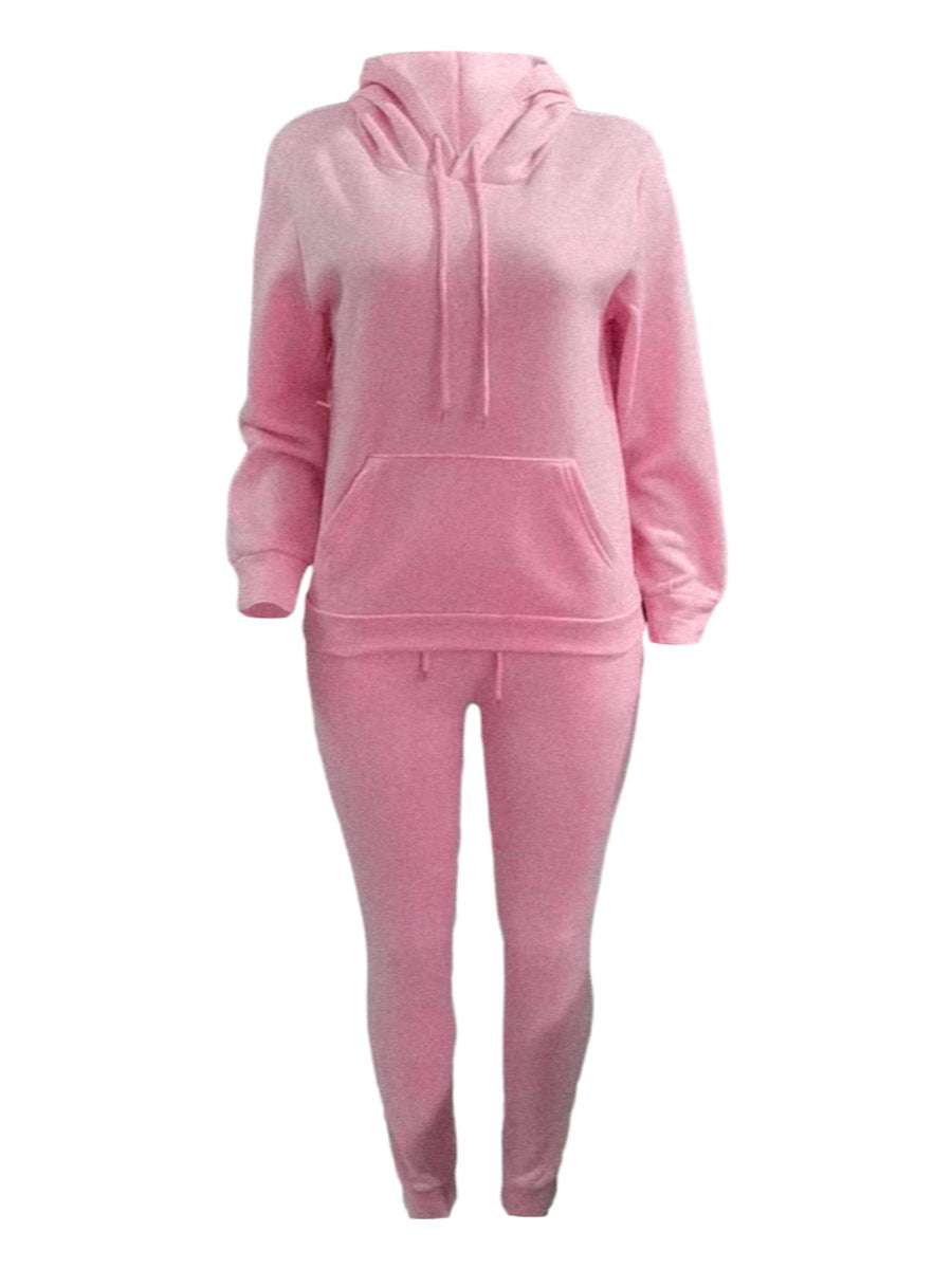 Men's casual jogging suit set with hoodie kangaroo pocket and tapered jogging pants