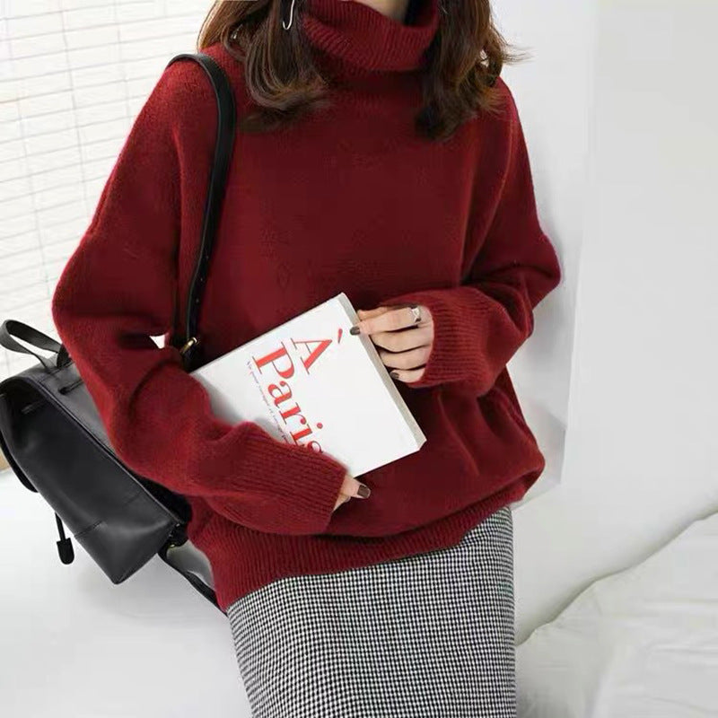 Women's Comfortable Turtleneck Sweater in Wool Blend