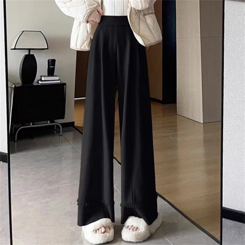 Women's Elegant Wide-Leg Trousers with Fringe