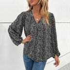 Elegant Women's Blouse with Leopard Print and Voluminous Sleeves