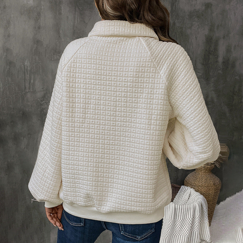 Women's Fleece Sweater with Wood Button Details and Casual Fit