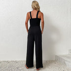 Wide-Leg Jumpsuit with Elastic Bodice