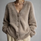 Women's Fluffy Cardigan with Large Buttons