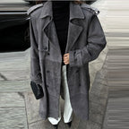 Women's Elegant Long Suede Trench Coat