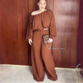 Off-Shoulder Top and Wide-Leg Pants Set