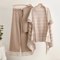 Elegant Knit Set with Mock Neck Top and Wide-Leg Pants