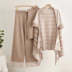 Elegant Knit Set with Mock Neck Top and Wide-Leg Pants