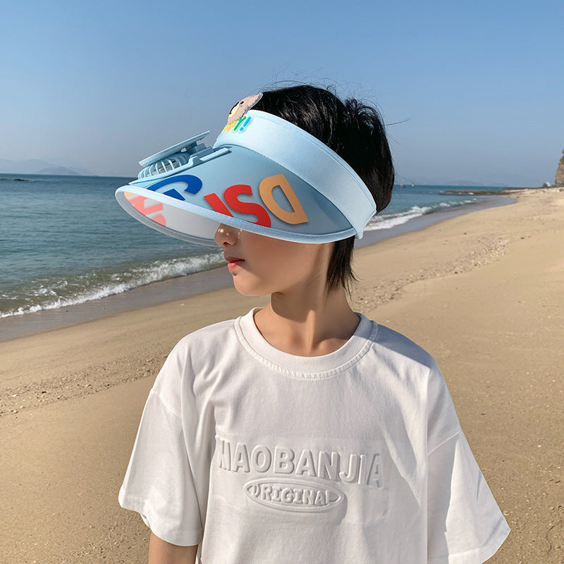 Adjustable Children's Sun Visor with Integrated Mini Fan