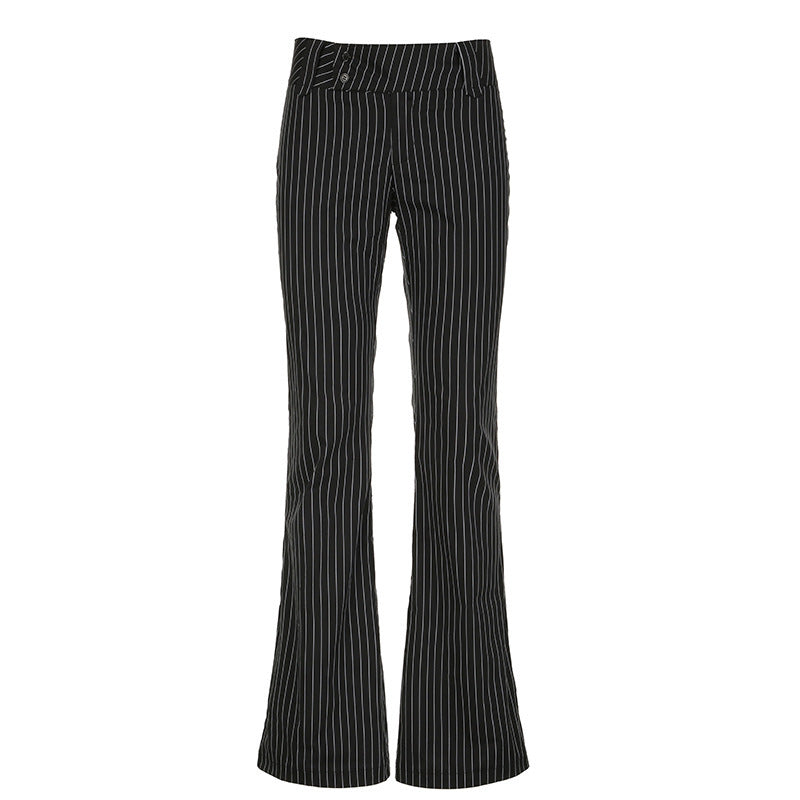 Women's Elegant Flared Pants with Vertical Stripes