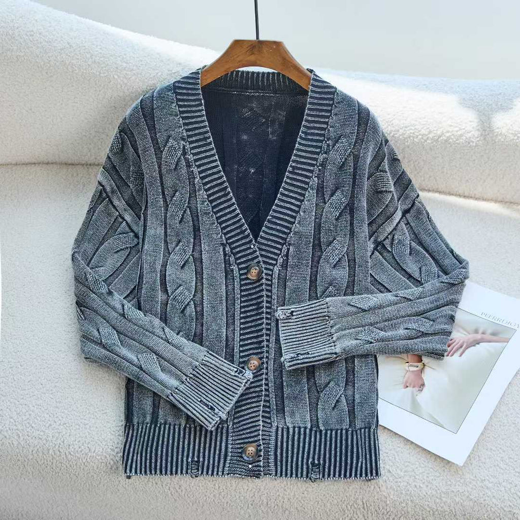 Women's Patterned Cardigan with Cable Knit and Button Details