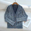 Women's Patterned Cardigan with Cable Knit and Button Details