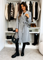 Elegant Coat with Waist Belt and Double Button Placket
