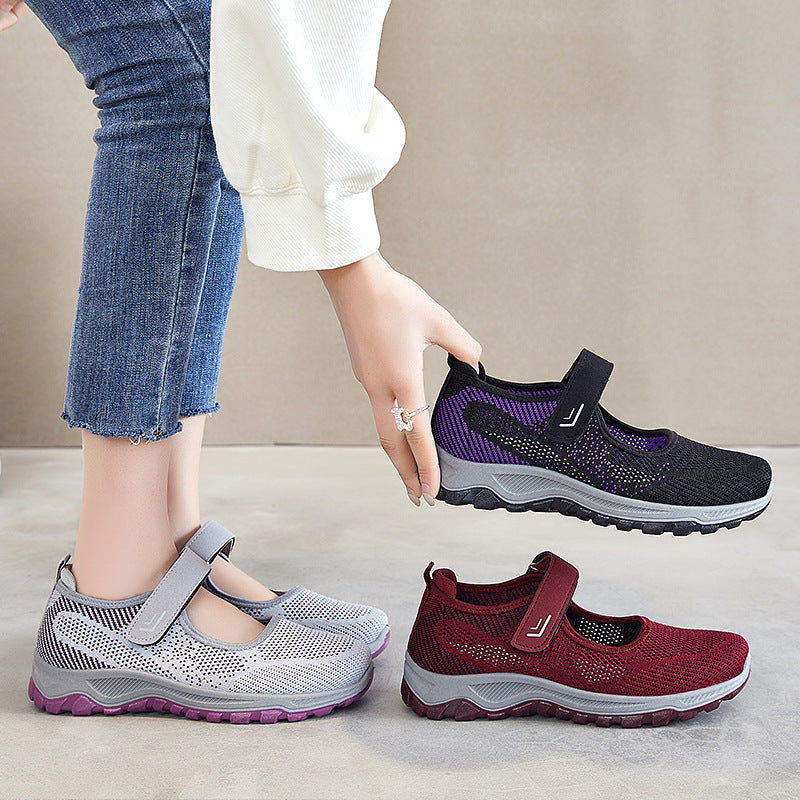 Women's Breathable Slip-On Sports Shoes with Adjustable Velcro