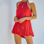 Women's Airy Jumpsuit with Playful Cut and Waist Drawstring