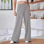Women's Comfortable and Stylish Leisure Pants with Elastic Waistband and Pockets