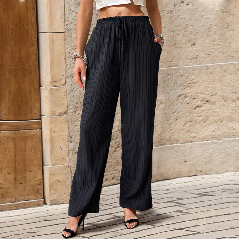 Women's Elastic Waist Pants with Side Pockets