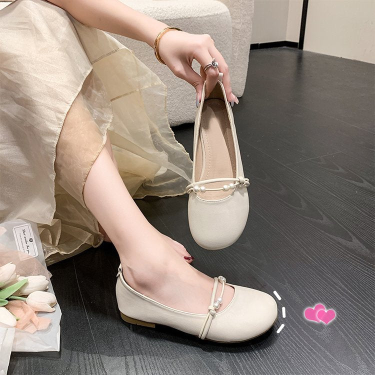 Women's Ballet Flats with Elegant Pearl Embellishments