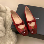 Women's Ballet Flats with Decorative Bow Ornament and Elegant Shine