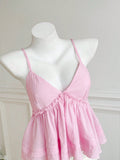 Women's Asymmetrical Ruffled Top with Deep V-Neck