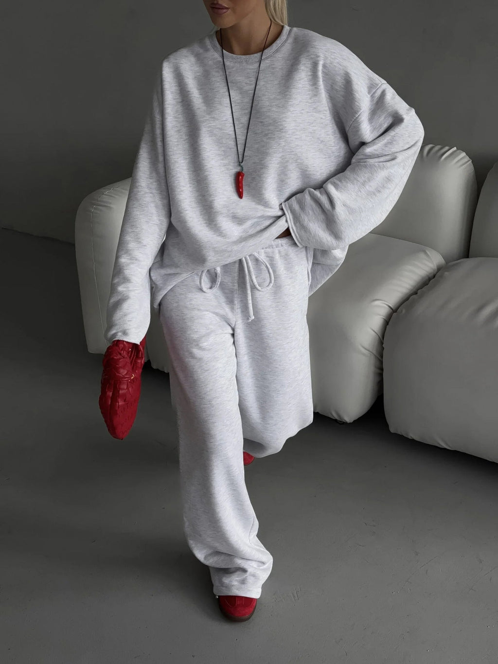 Casual Oversized Sweatshirt and Wide Jogger Set
