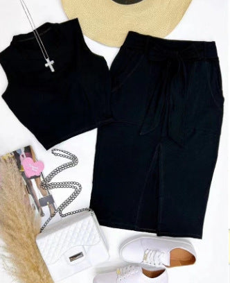 Women's Elegant and Fashionable Top with Wrap Skirt