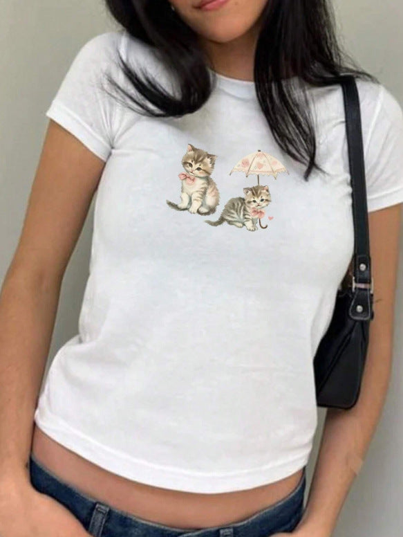Women's Crop T-Shirt with Creative Skeleton Design and Inspiring Lettering