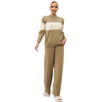 Women's Cozy Knit Loungewear Set with Textured Pattern and Wide Leg