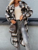 Women's Plaid Shirt Coat in Soft Cotton Blend