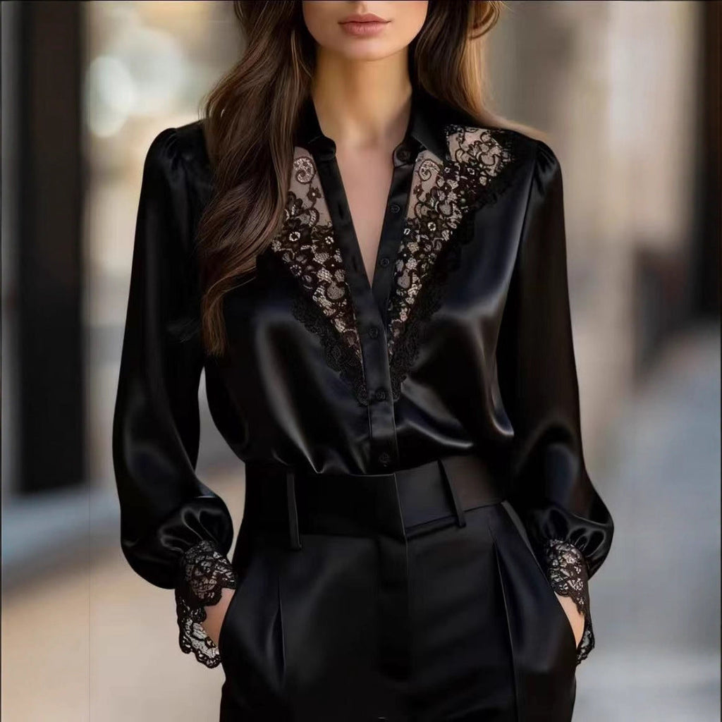 Elegant Blouse with Romantic Lace Accents