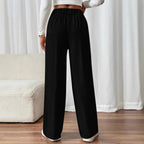 Women's Elegant Wide-Leg Pants with Decorative Buttons