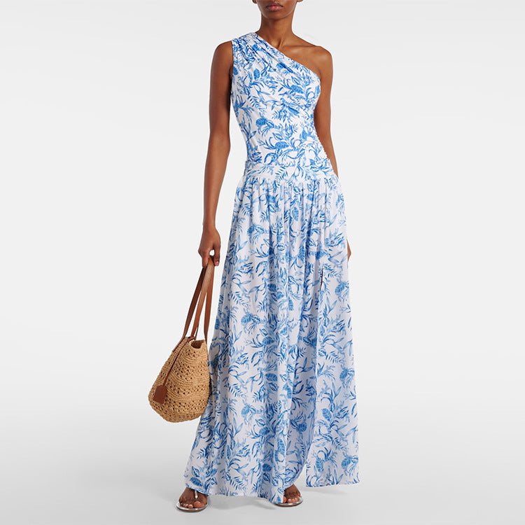Women's Asymmetrical Swimsuit with Matching Maxi Skirt