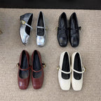 Women's Ballet Flats with Elegant Buckle and Metallic Surface
