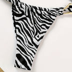Women's Bandeau Bikini with High-Quality Gold Detail and Elastic Cut