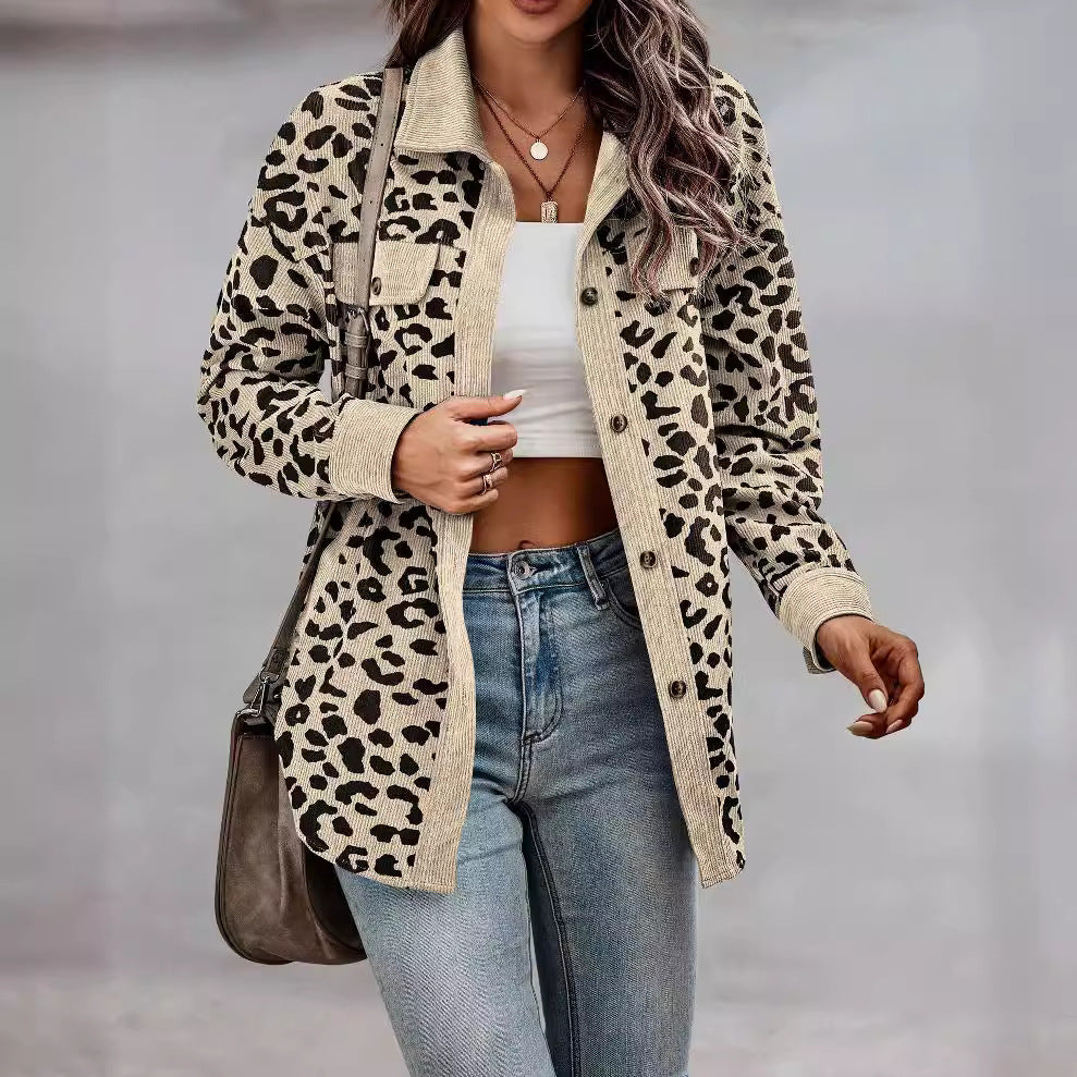 Women's Fashionable Leopard Print Overshirt