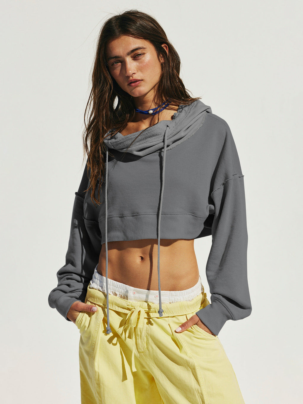Cropped Sweatshirt with Kangaroo Pocket