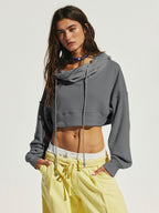 Cropped Sweatshirt with Kangaroo Pocket