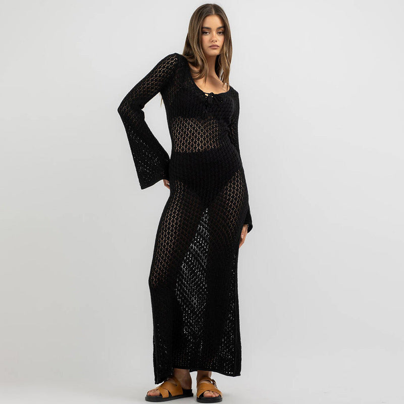Women's Airy Crochet Maxi Coat