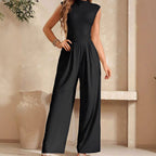 Women's Elegant High-Neck Wide-Leg Jumpsuit